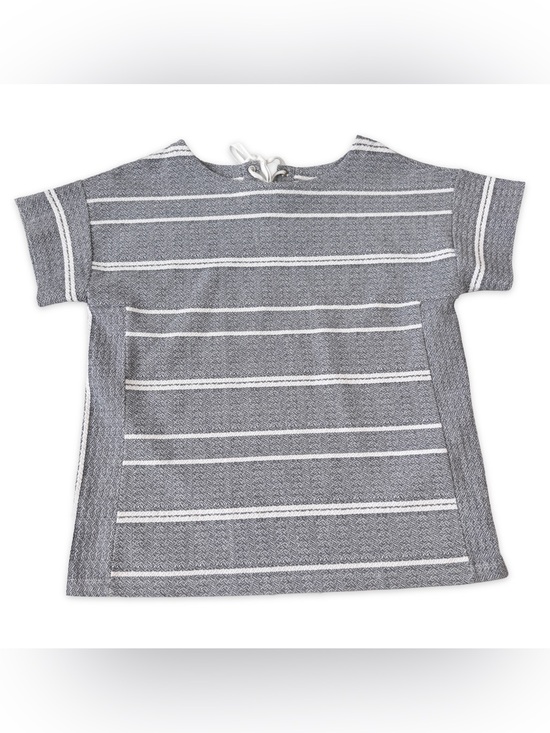 Chico's Tops - Weekends by Chicos Size 1 Top Womens M/8 Gray White Upper Back Tie Short Sleeve